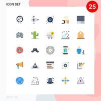 Mobile Interface Flat Color Set of 25 Pictograms of target up spacecraft thumbs western Editable Vector Design Elements