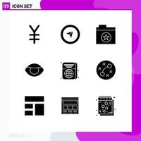 Set of 9 Modern UI Icons Symbols Signs for bacteria travel star ticket vision Editable Vector Design Elements