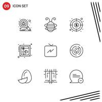 Set of 9 Modern UI Icons Symbols Signs for romantic love ladybug invite goal Editable Vector Design Elements