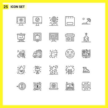 Set of 25 Modern UI Icons Symbols Signs for computers international connect hand global Editable Vector Design Elements
