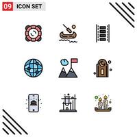 Modern Set of 9 Filledline Flat Colors and symbols such as mosque flag film business globe Editable Vector Design Elements