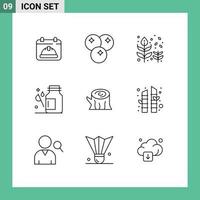 Pictogram Set of 9 Simple Outlines of medicine healthcare autumn health tree Editable Vector Design Elements