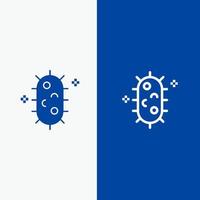 Bacteria Biochemistry Biology Chemistry Line and Glyph Solid icon Blue banner Line and Glyph Solid icon Blue banner vector