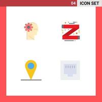 Set of 4 Modern UI Icons Symbols Signs for brain location mind clothes interface Editable Vector Design Elements