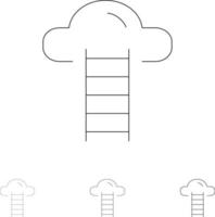 Stair Cloud User Interface Bold and thin black line icon set vector