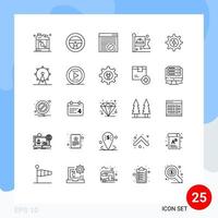 25 Line concept for Websites Mobile and Apps solar gear internet labour flag Editable Vector Design Elements