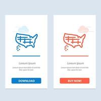 Map States United Usa  Blue and Red Download and Buy Now web Widget Card Template vector