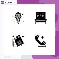 Mobile Interface Solid Glyph Set of 4 Pictograms of cream pollution waffle studies medical Editable Vector Design Elements