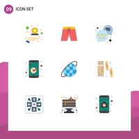 User Interface Pack of 9 Basic Flat Colors of orbit ui shorts essential app Editable Vector Design Elements