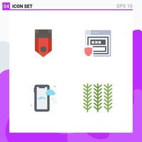 4 Flat Icon concept for Websites Mobile and Apps badge mobile rank protection weather Editable Vector Design Elements