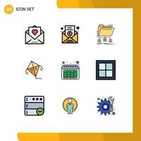 9 Creative Icons Modern Signs and Symbols of flying kite news network files Editable Vector Design Elements