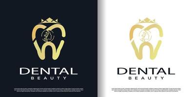diseño de logotipo de belleza dental con vector premium de concepto creativo