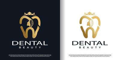 diseño de logotipo de belleza dental con vector premium de concepto creativo