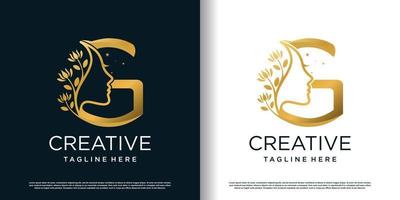 letter g logo design vector with women beauty concept premium vector