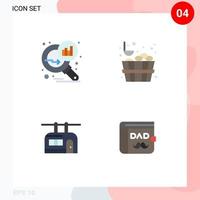 Editable Vector Line Pack of 4 Simple Flat Icons of data analyzing transport search stats stone wallet Editable Vector Design Elements