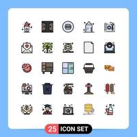 paquete de iconos de vector de stock de 25 signos y símbolos de línea para elementos de diseño de vector editable de macarrón de botella de puerta de casa de enfermedad de forma