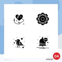 4 Creative Icons Modern Signs and Symbols of sewing heart parrot atom orbit wild Editable Vector Design Elements