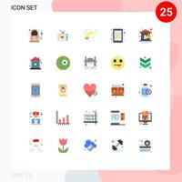 conjunto de 25 iconos modernos de la interfaz de usuario signos de símbolos para la notificación de actualización del hogar símbolo de moneda bancario elementos de diseño vectorial editables vector