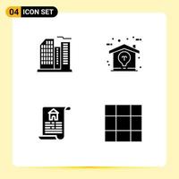 Stock Vector Icon Pack of 4 Line Signs and Symbols for building estate office home grid Editable Vector Design Elements