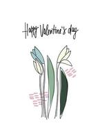 Happy Valentines Day greeting lettering with rainbow-colored heart in the back vector