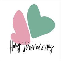 Happy Valentines Day greeting lettering with rainbow-colored heart in the back vector