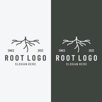 diseño de plantilla creativa de logotipo abstracto natural de raíz de árbol único y fibroso. vector