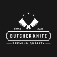 diseño de plantilla de logotipo de cuchillo de chef, cuchillo de carnicero vintage.logotipo para negocios, placa, restaurante, carnicería, cafetería, marca y tienda de cuchillos. vector