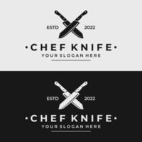 Chef knife logo template design, vintage butcher knife.Logo for business, badge,restaurant,butcher shop,cafe,brand and knife shop. vector