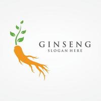 Logo design of natural ginseng herb plant and leaves.Logo for business, herbal,floral. vector