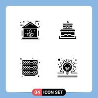 Universal Icon Symbols Group of 4 Modern Solid Glyphs of energy server power wedding cake concept Editable Vector Design Elements