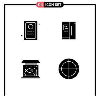 Modern Set of Solid Glyphs Pictograph of assignment fish fridge freezer bulls eye Editable Vector Design Elements