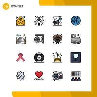 16 User Interface Flat Color Filled Line Pack of modern Signs and Symbols of garden network campaign internet megaphone Editable Creative Vector Design Elements