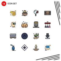 Flat Color Filled Line Pack of 16 Universal Symbols of mental exhaustion service battery furniture Editable Creative Vector Design Elements