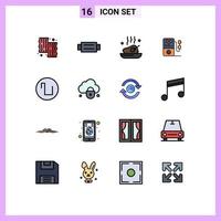 Pack of 16 Modern Flat Color Filled Lines Signs and Symbols for Web Print Media such as sound heart man love meal Editable Creative Vector Design Elements