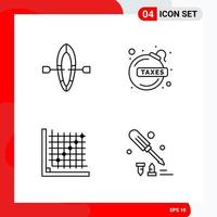 Creative Set of 4 Universal Outline Icons isolated on White Background vector