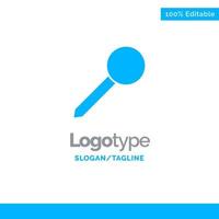 mapa pin marcador marca azul sólido logotipo plantilla lugar para eslogan vector