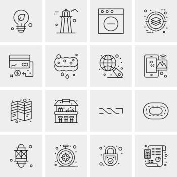 16 iconos de negocios universales vector ilustración de icono creativo para usar en proyectos relacionados con la web y dispositivos móviles