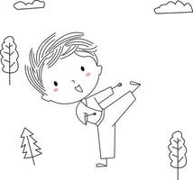 niños felices de dibujos animados dibujados a mano, vector de stock - ilustración de imaginación, niño practicando karate