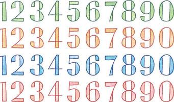 watercolor vector colorful doodle numbers