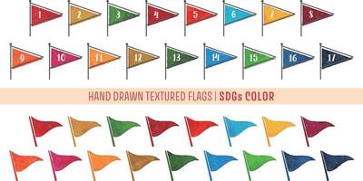 Hand drawn textured flags -SDGs color vector