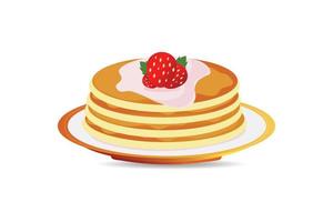 Pancakes and strawberry vector illustration.