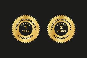 One year and Two years warranty black gold stamp vector