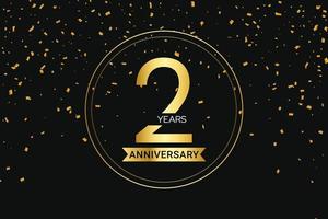 2 years anniversary golden number design. vector