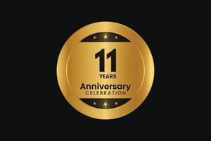 11 years Anniversary Celebration golden design. vector