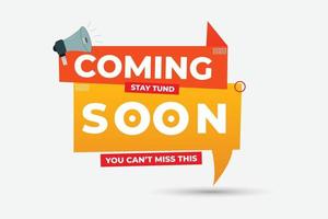 Coming soon with megaphone flat design template vector