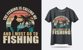 camiseta de pesca o diseño de camiseta retro vector