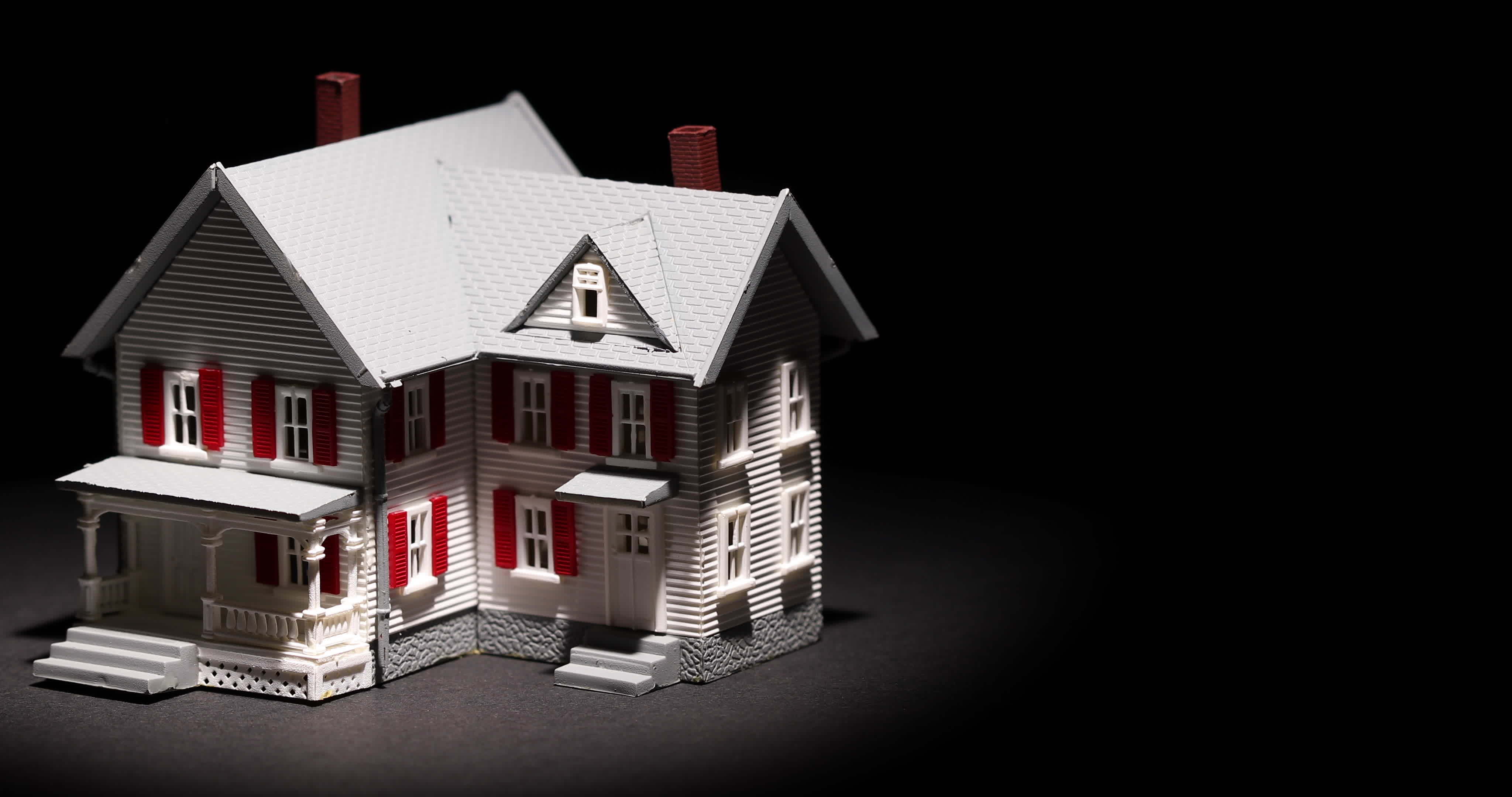 Real estate house model on black background 15929208 Stock Video at