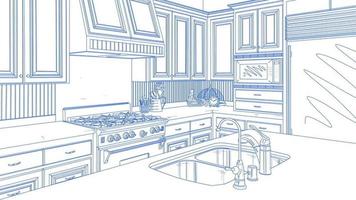 transição da bela cozinha personalizada do desenho à conclusão. video