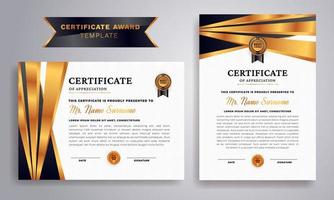 Black and gold certificate of appreciation border template. Luxury badge and modern line pattern. vector