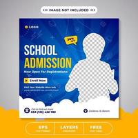 School admission promotion social media square banner template. vector